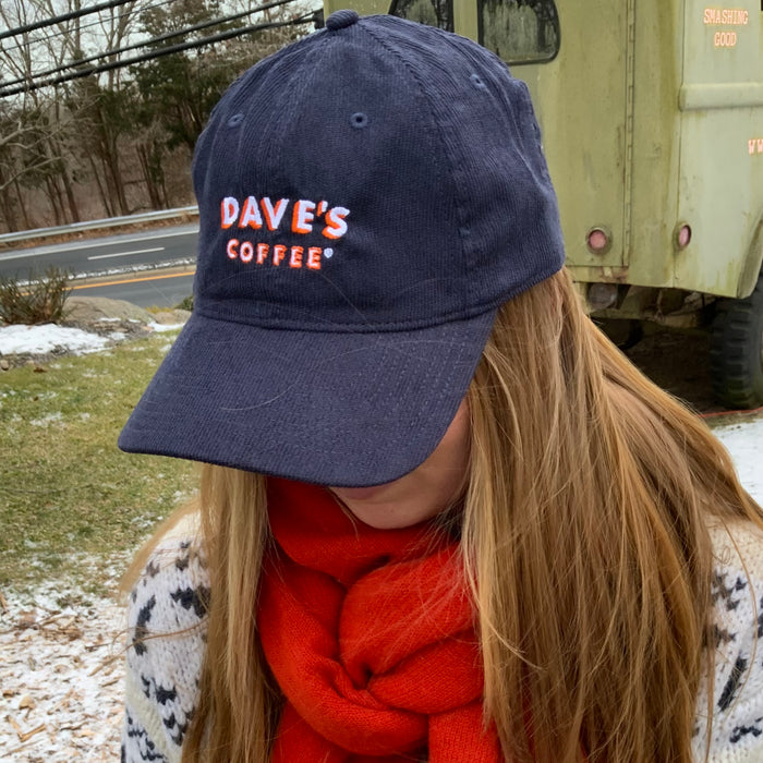 Navy Blue Corduroy Dave's Coffee Logo Cap